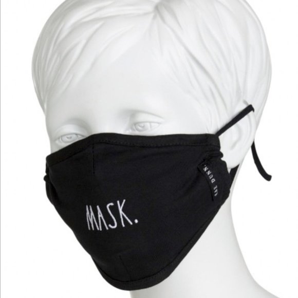 Rae Dunn Face Masks, "Mask" Design- Black, Set - Picture 2 of 2